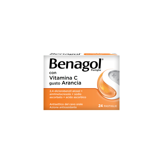 Reckitt Benckiser Benagol 1,2 Mg + 0,6 Mg + 74,9 Mg + 33,5 Mg Pastiglie Con Vitamina C Gusto Arancia 2,4-diclorobenzil Alcool + 