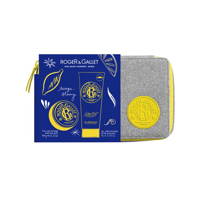 Roger & Gallet Trousse Natale Uomo Kit Rasatura 1 Shaving Bar 100 G + 1 Dopobarba 75 Ml