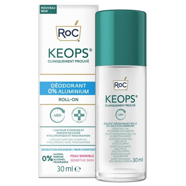 Roc Keops Deodorant Roll On 0% Aluminium 30 Ml