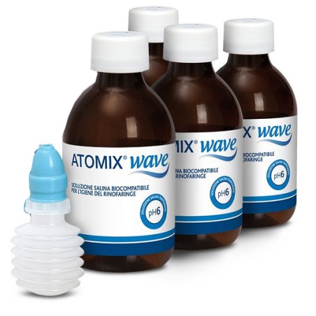 Tred Medical Atomix Wave Dispositivo Per Igiene Rinofaringea Atomix Soluzione Salina 4 Flaconi Da 250 Ml