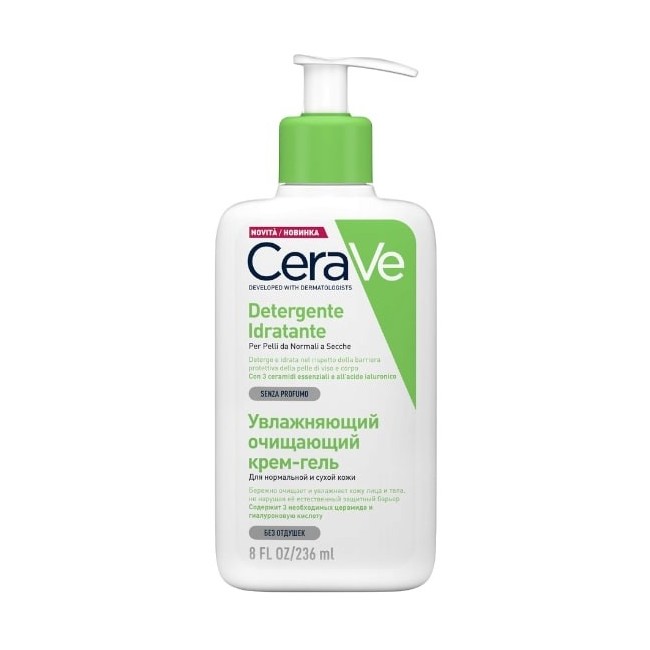 CeraVe Detergente Idratante Crema con Acido Ialuronico 236 ml