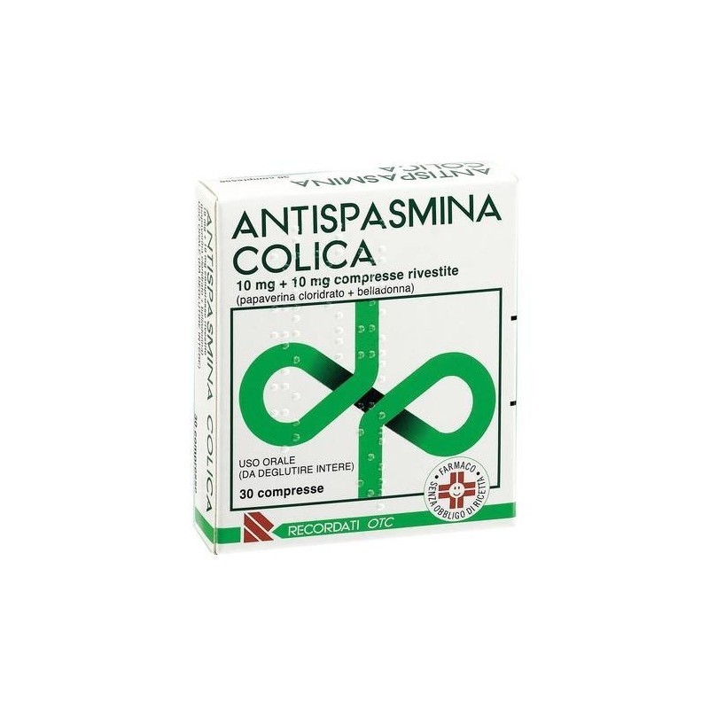 Recordati Antispasmina Colica 10 Mg + 10 Mg Compresse Rivestite Antispasmina Colica Forte 50 Mg + 10 Mg Compresse Rivestite Papa