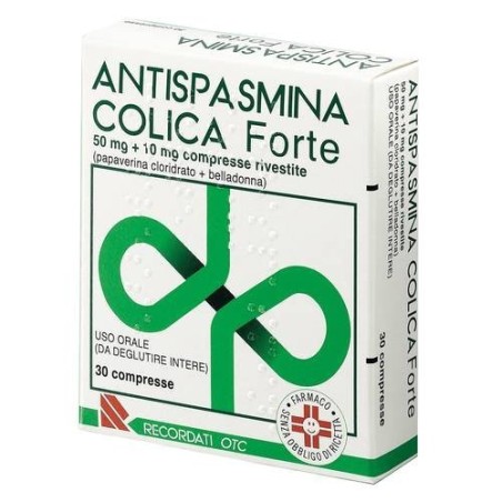 Recordati Antispasmina Colica 10 Mg + 10 Mg Compresse Rivestite Antispasmina Colica Forte 50 Mg + 10 Mg Compresse Rivestite Papa