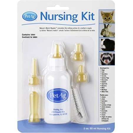 Chifa Nursing Kit Biberon Da 60ml Per Animali + Tettarelle Varie Misure + Scovolino Per Pulizia