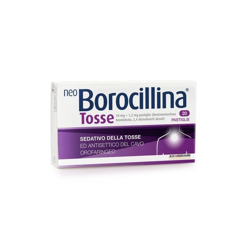 Alfasigma Neo Borocillina Tosse 10 Mg + 1,2 Mg Pastiglie Destrometorfano Bromidrato E 2,4-diclorobenzil Alcool