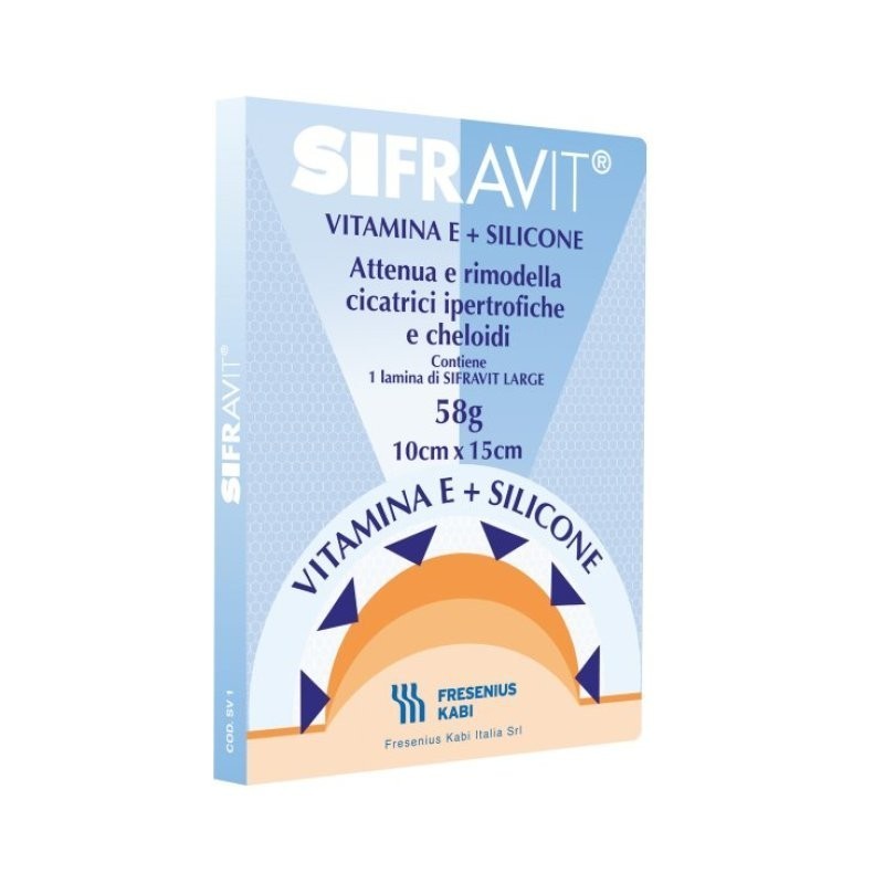 Fresenius Kabi Italia Placca In Silicone E Vitamina E Sifravit Dimensioni 15x10cm. Indicata Nel Trattamento Di Cheloidi E Cicatr