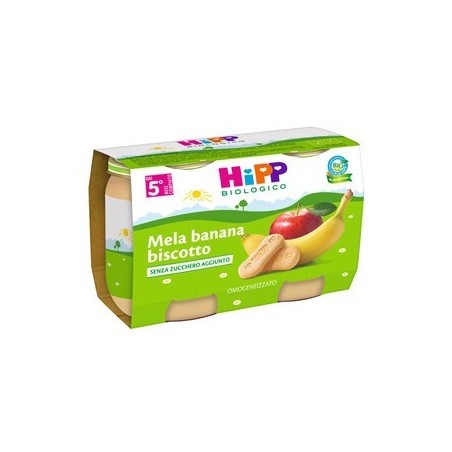 Hipp Italia Hipp Bio Omogeneizzato Mela Banana Biscotto 2x125 G