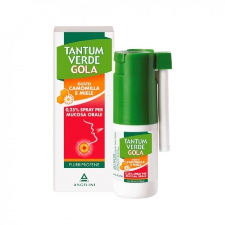 Angelini Tantum Verde Gola 0,25% Spray Per Mucosa Orale Gusto Camomilla E Miele Flurbiprofene