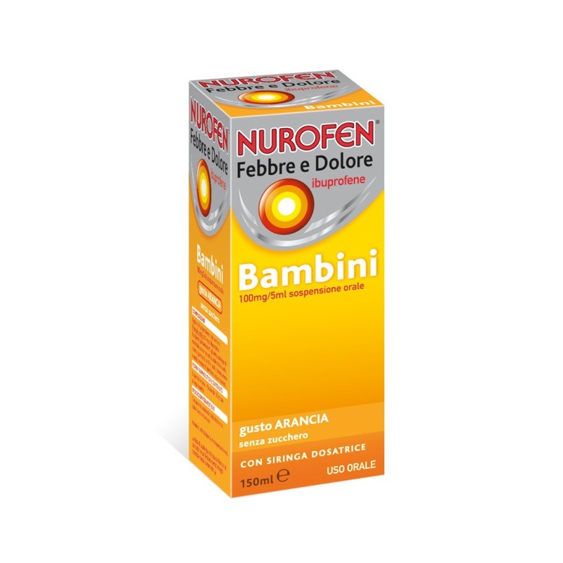 Reckitt Benckiser H. Nurofen Febbre E Dolore Bambini 100mg/5ml Sospensione Orale Gusto Arancia Senza Zucchero Nurofen Febbre E D