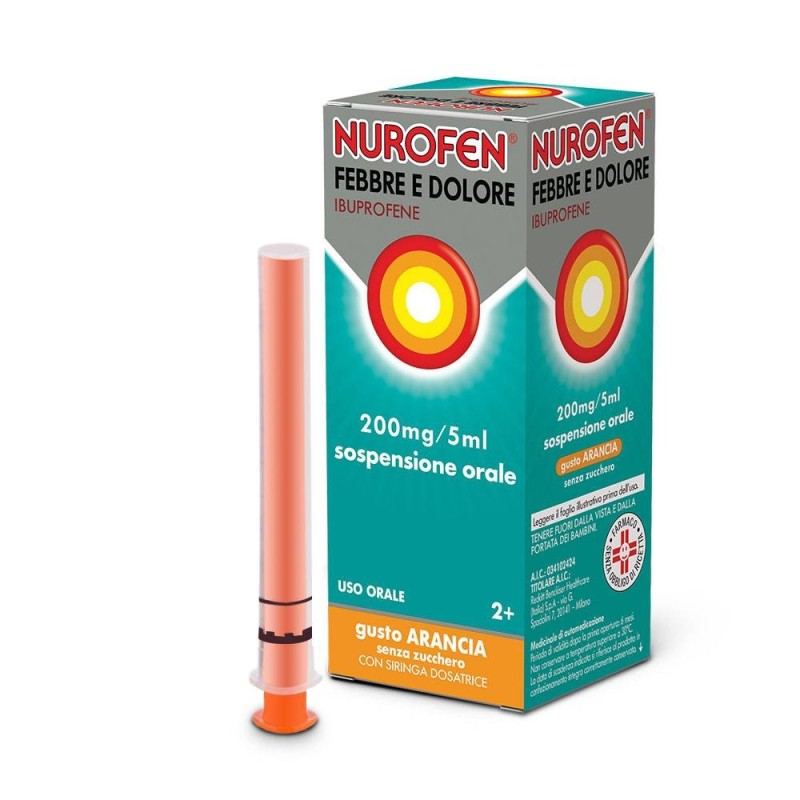 Reckitt Benckiser H. Nurofen Febbre E Dolore 200mg/5ml Sospensione Orale Gusto Arancia Senza Zucchero Nurofen Febbre E Dolore 20