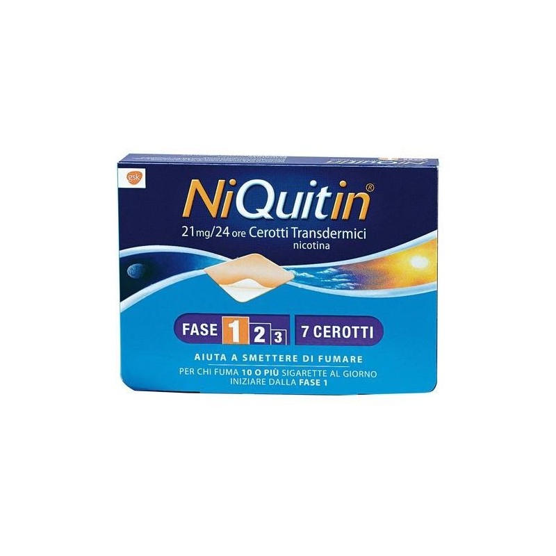 Perrigo Italia Niquitin 7 Mg, 14 Mg, 21 Mg/24 Ore Cerotti Transdermici Trasparenti Nicotina