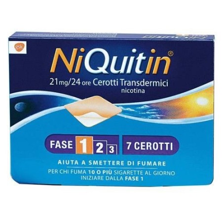 Perrigo Italia Niquitin 7 Mg, 14 Mg, 21 Mg/24 Ore Cerotti Transdermici Trasparenti Nicotina