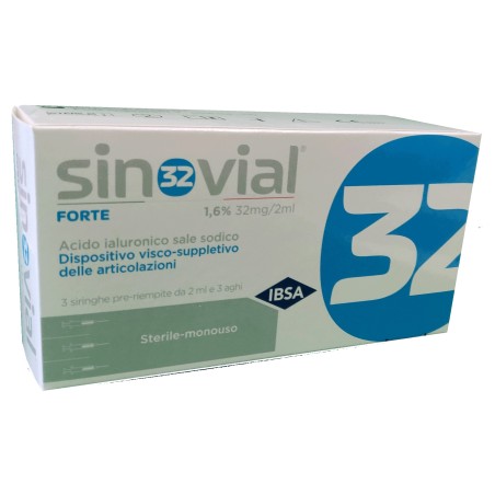 Ibsa Farmaceutici Italia Siringa Intra-articolare Sinovial 32 Acido Ialuronico 1,6% 32 Mg/2 Ml 1 Fs + Ago Gauge 21 3 Pezzi